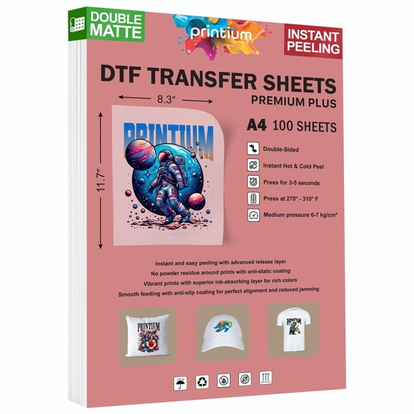 Película DTF Printium A4 (21x29,7 cm) Pack de 100 Mate