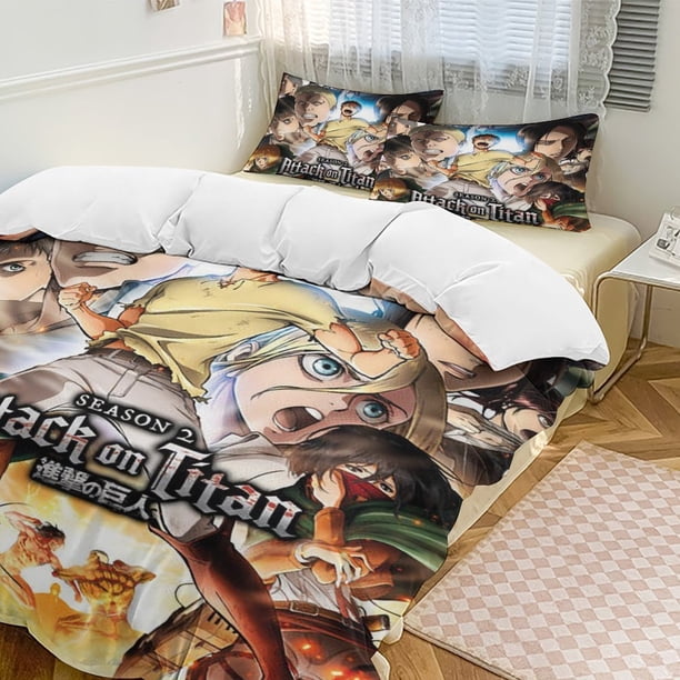Attack on Titan Anime Home Bed 3-piece Set Classic Japanese Anime Polyester Wash Student Dormitory Set
