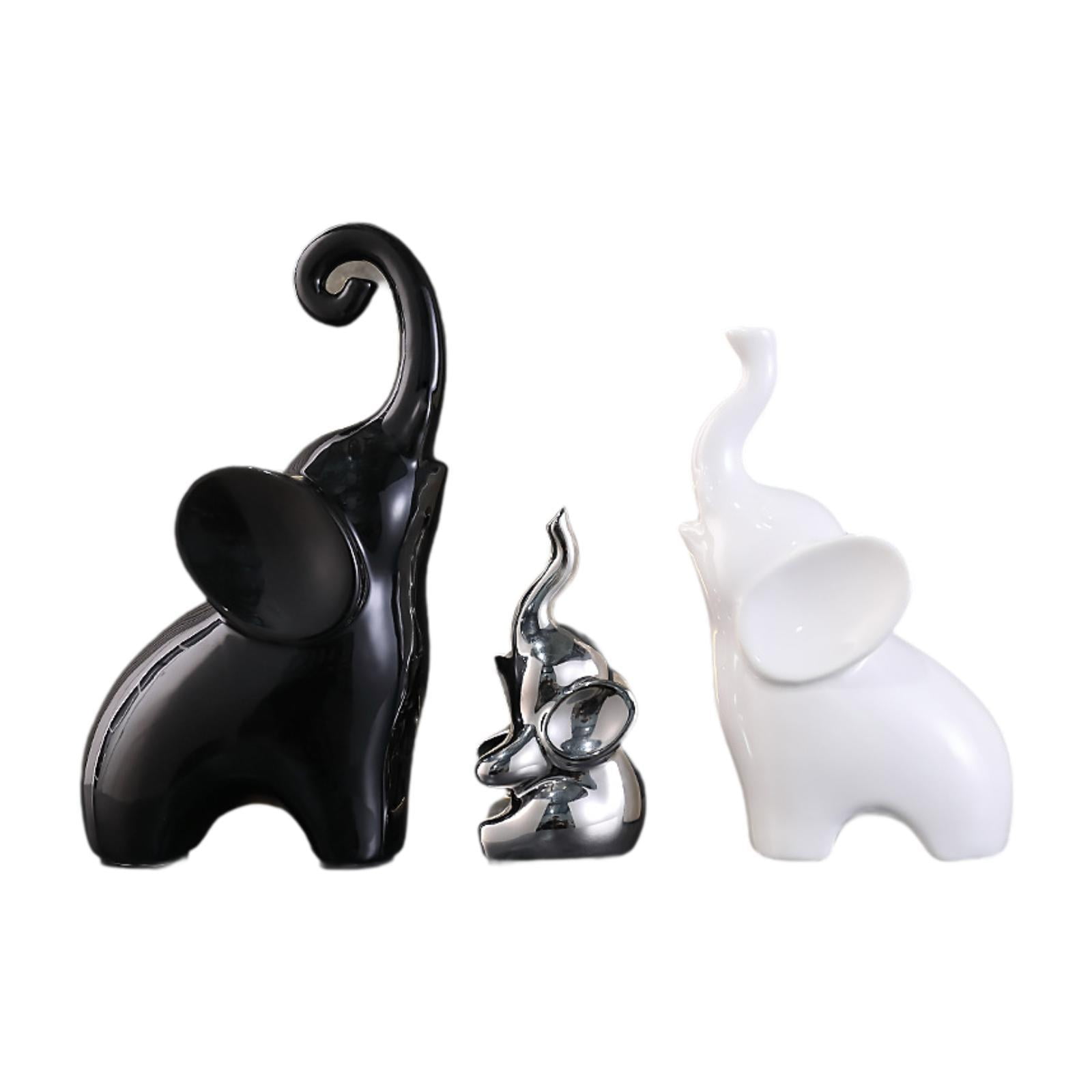 Bothyi - Colección De Cerámica De Esculturas De Elefante De 3 Piezas Para Mesa De Sala De Estar De Oficina