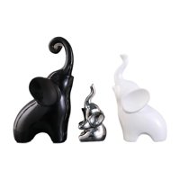 Bothyi - Colección De Cerámica De Esculturas De Elefante De 3 Piezas Para Mesa De Sala De Estar De Oficina