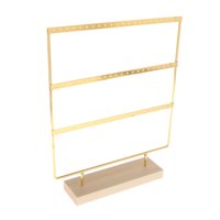 Magideal - Organizador De Soporte Para Pendientes De Joyería, 3 Capas Con Base De Madera, Versátil, Fácil Desmontaje, Elegante, Ahorro De Espacio Para Decoración Dorado