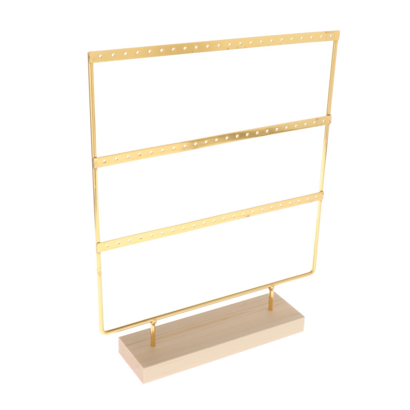 Magideal - Organizador De Soporte Para Pendientes De Joyería, 3 Capas Con Base De Madera, Versátil, Fácil Desmontaje, Elegante, Ahorro De Espacio Para Decoración Dorado