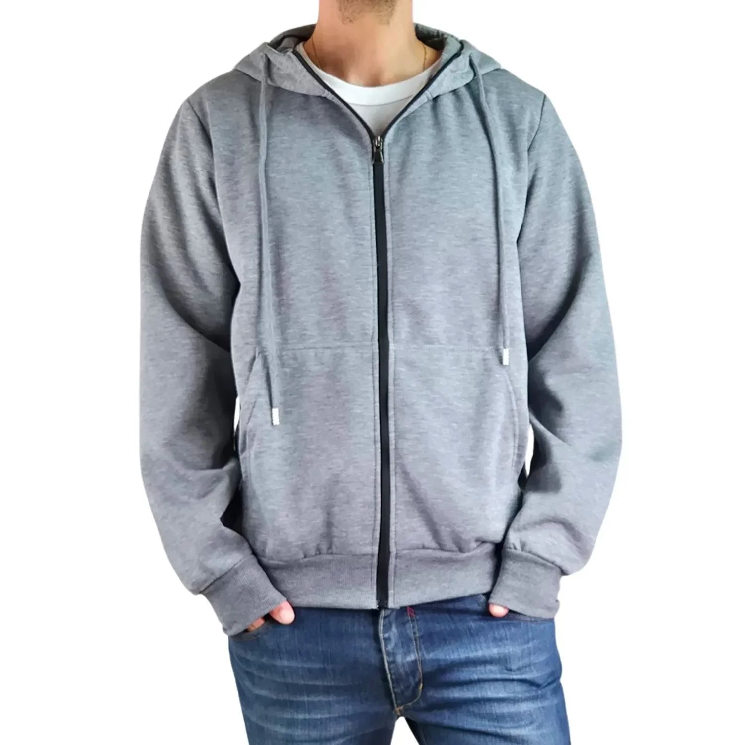 Likeshop - Poleron Frisado Interior Polar Hombre Invierno Cierre Gorro 222