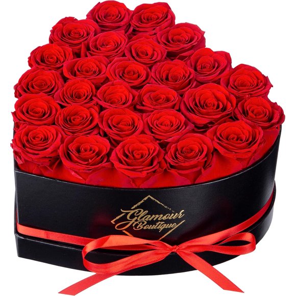 GLAMOUR BOUTIQUE Flores preservadas, 27 rosas rojas eternas