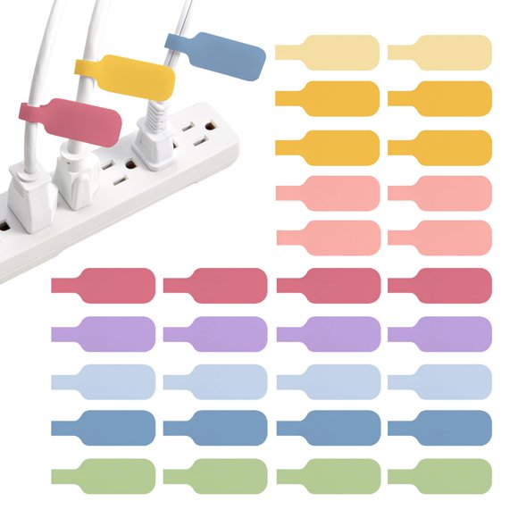 Etiquetas para cables Wrap-It Storage, tamaño mediano, pack de 30, color Macarón