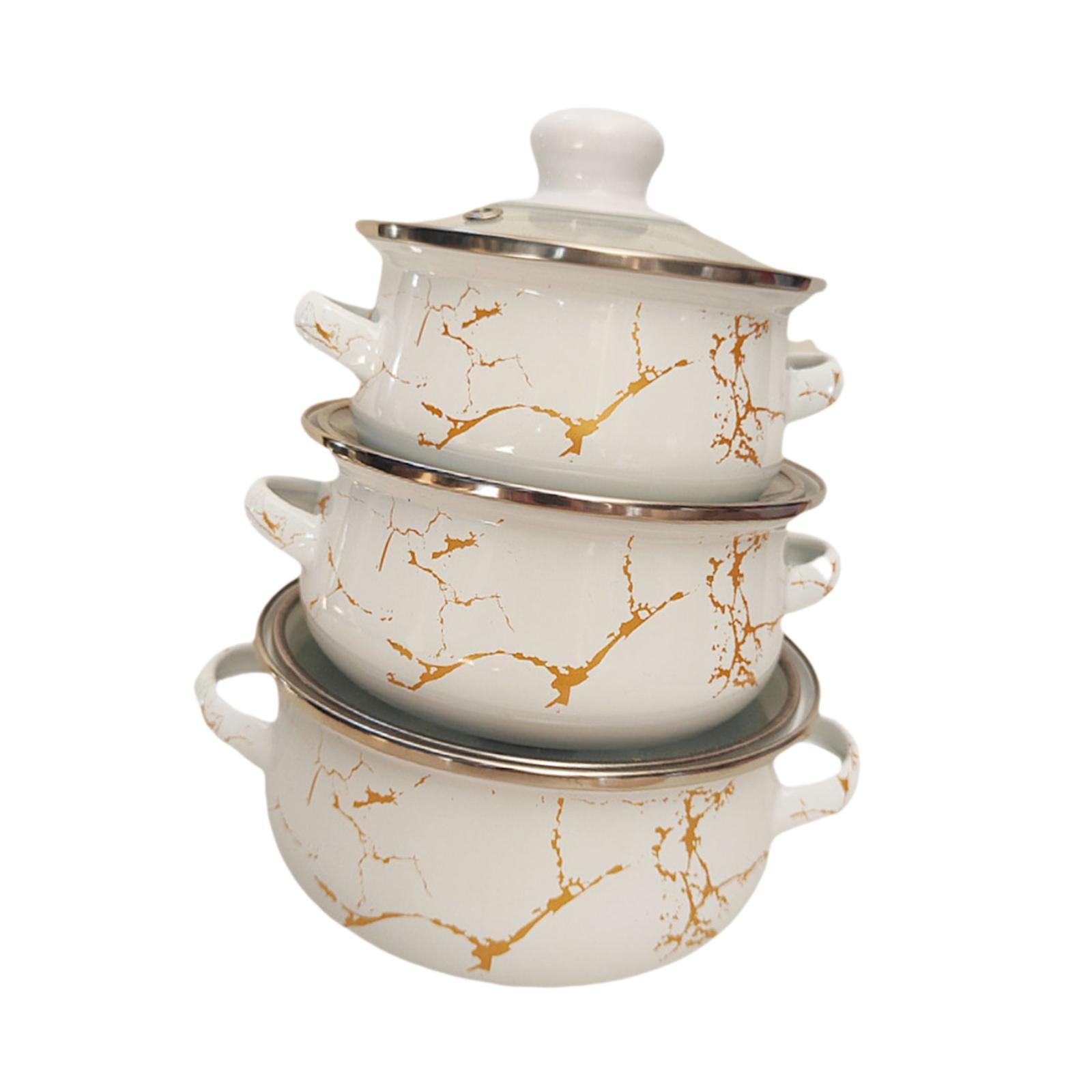 Bothyi - Juego De 3 Ollas Esmaltadas Multiusos Para Sopa, Ideal Para Bodas, Inauguración De La Casa Y Despedidas De Soltera.