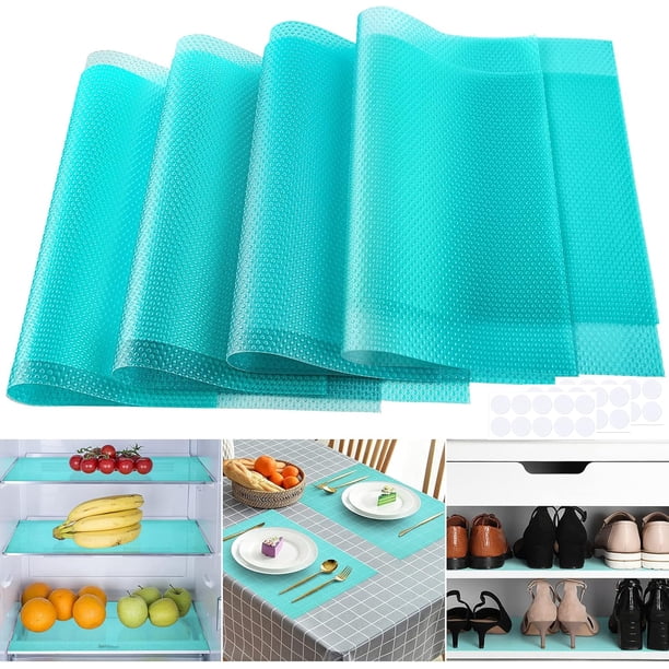 Paquete de 8 revestimientos para refrigerador, 17,7 x 12 pulgadas, lavables, recortables para estantes de vidrio, cajones de gabinetes de cocina, manteles individuales de plástico impermeables con 4 c