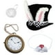 thumbnail image 1 of Disfraz de conejo blanco de Tigerdoe con sombrero de copa, nariz, cola y reloj, 1 of 3