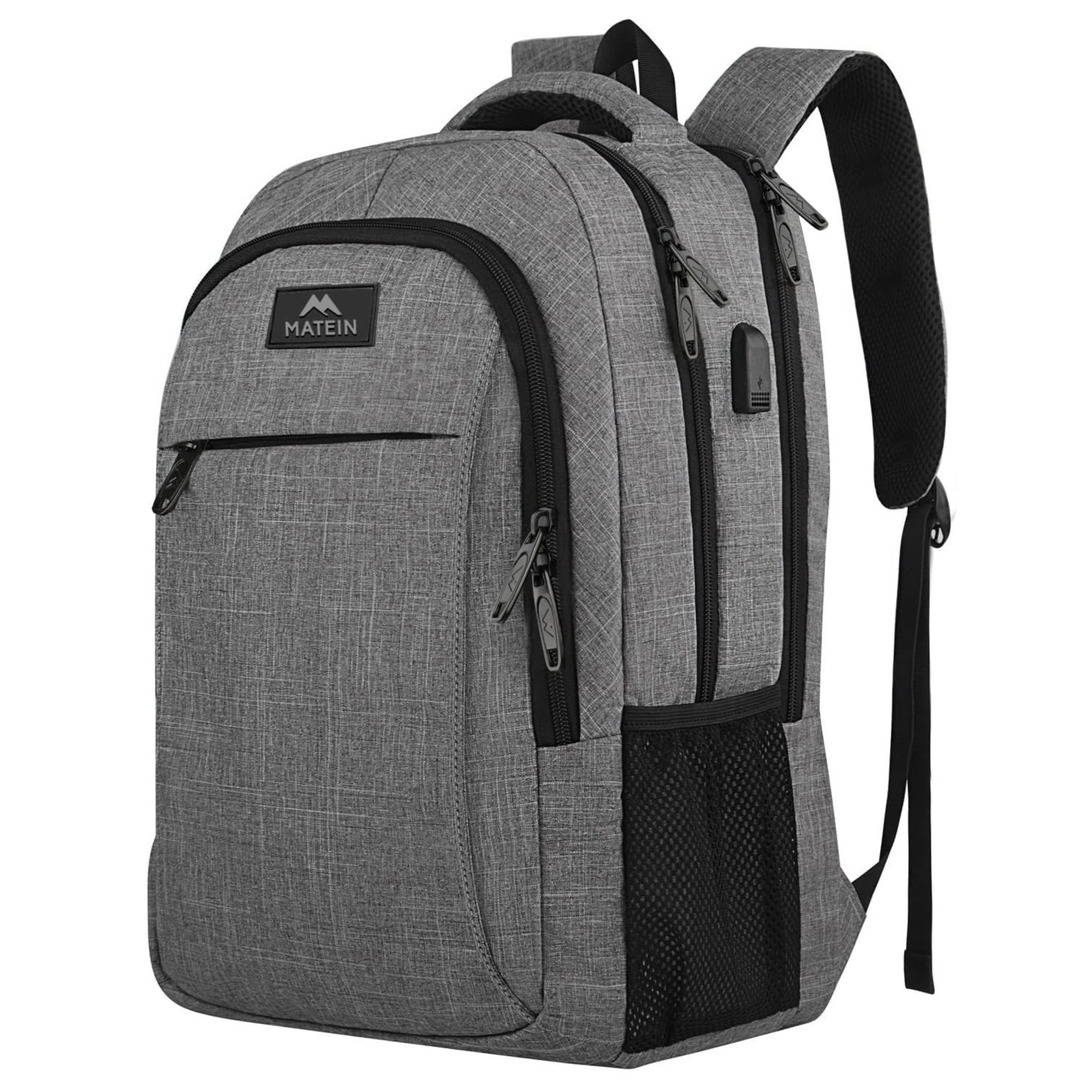 Mochila Matein Para Portátil De Viaje, Antirrobo, 15,6 Pulgadas, Puerto Usb, Gris