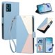 thumbnail image 2 of Cartera de PU Tricolor para Motorola Moto E13 con Ranuras y Soporte, Azul Claro, 2 of 6