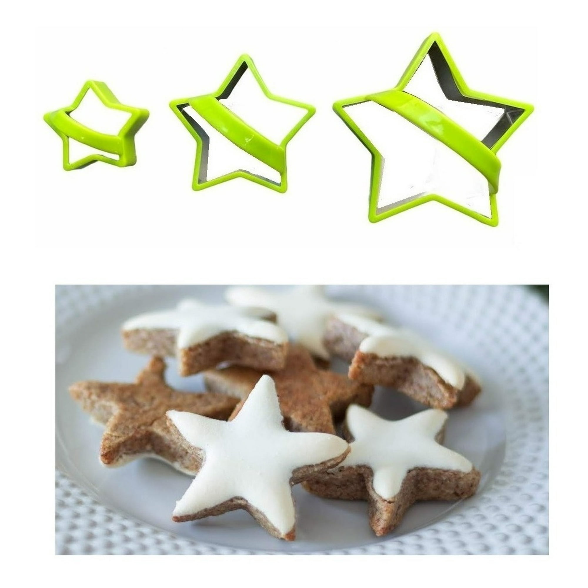 Genérico - 3 Molde De Galleta Cortador Galletas Con Mango Estrellas