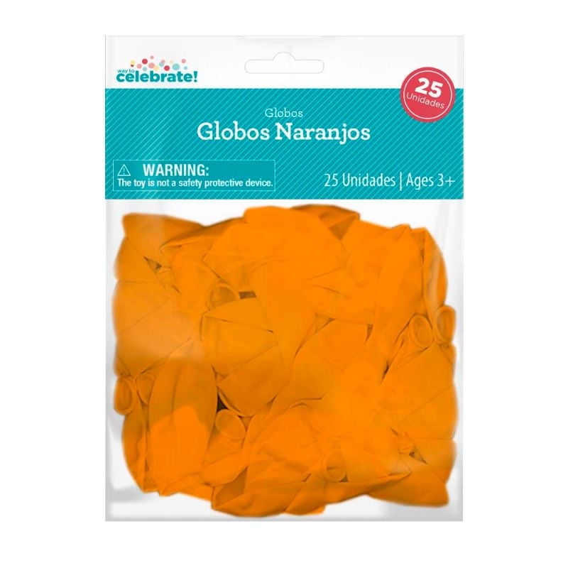 Set 25 Globos De Látex Color Naranjo Way to celebrate