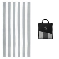 Aura Zeus - Toalla Microfibra Playa + Bolso Viaje 160X90 Cm Xl Gimnasio Grande Az Gris Verano