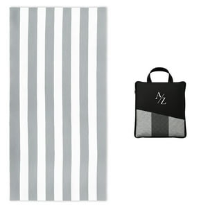 Aura Zeus - Toalla Microfibra Playa + Bolso Viaje 160X90 Cm Xl Gimnasio Grande Az Gris Verano
