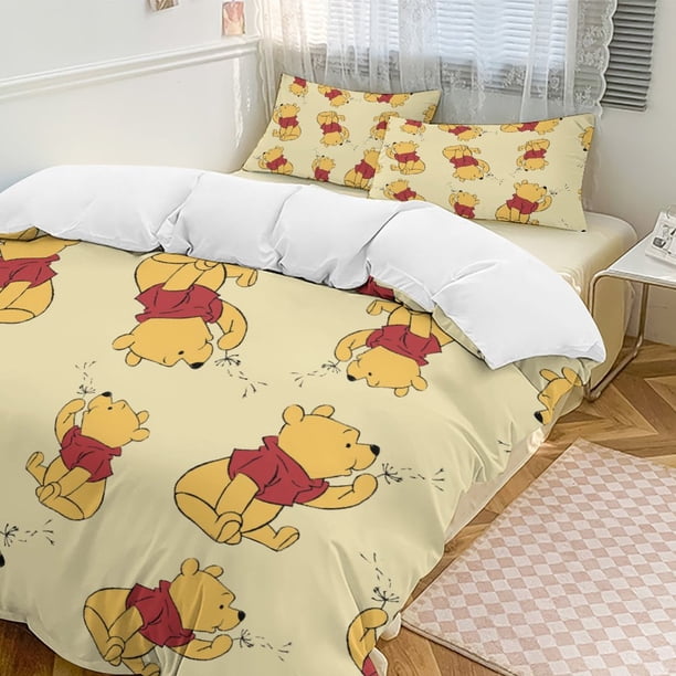 Grassy And Winnie The Pooh Comforter Set Soft 3 Pcs Twin Bedding Sets Thicken for All Season