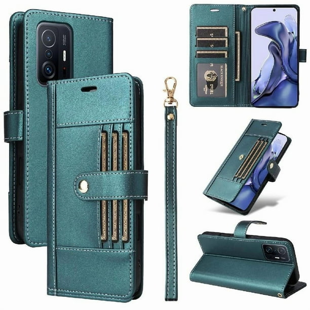 FOXDOCK Funda tipo Cartera para Xiaomi 11T/11T Pro – Cubierta de Cuero PU con Múltiples Ranuras, Bolsillo para Efectivo y Correa de Muñeca