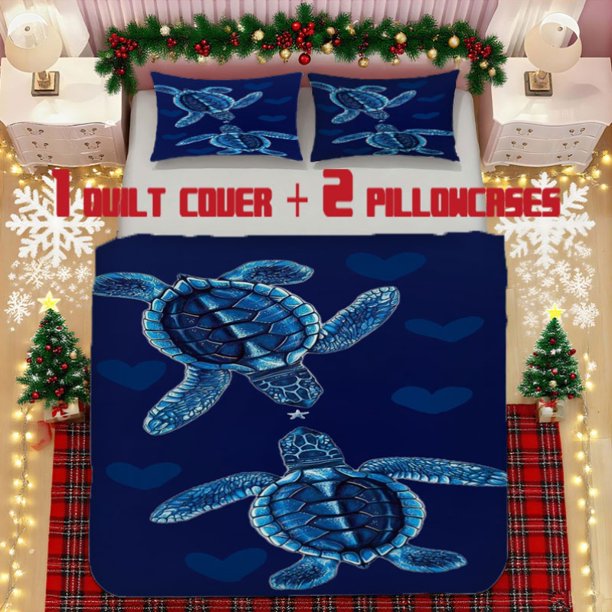 Turtles Inspired Soft Printed Bedding Set Polyester Fabric Decorative & Warm Ideal for Bedroom or Guest Room