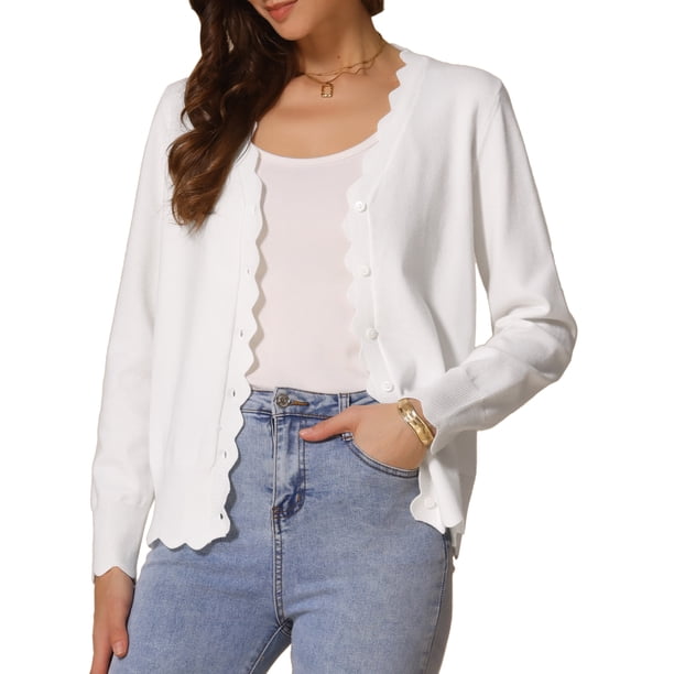 INSPIRE CHIC Suéter Cárdigan para Mujer con Cuello en V de Manga Larga Abierto al Frente Cárdigans de Punto Bolero Chaquetas M Beige