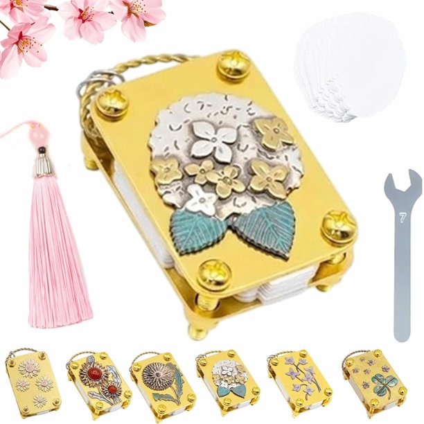 Mini prensa flores llavero kit completo oro metal miniatura conservación senderismo manualidades