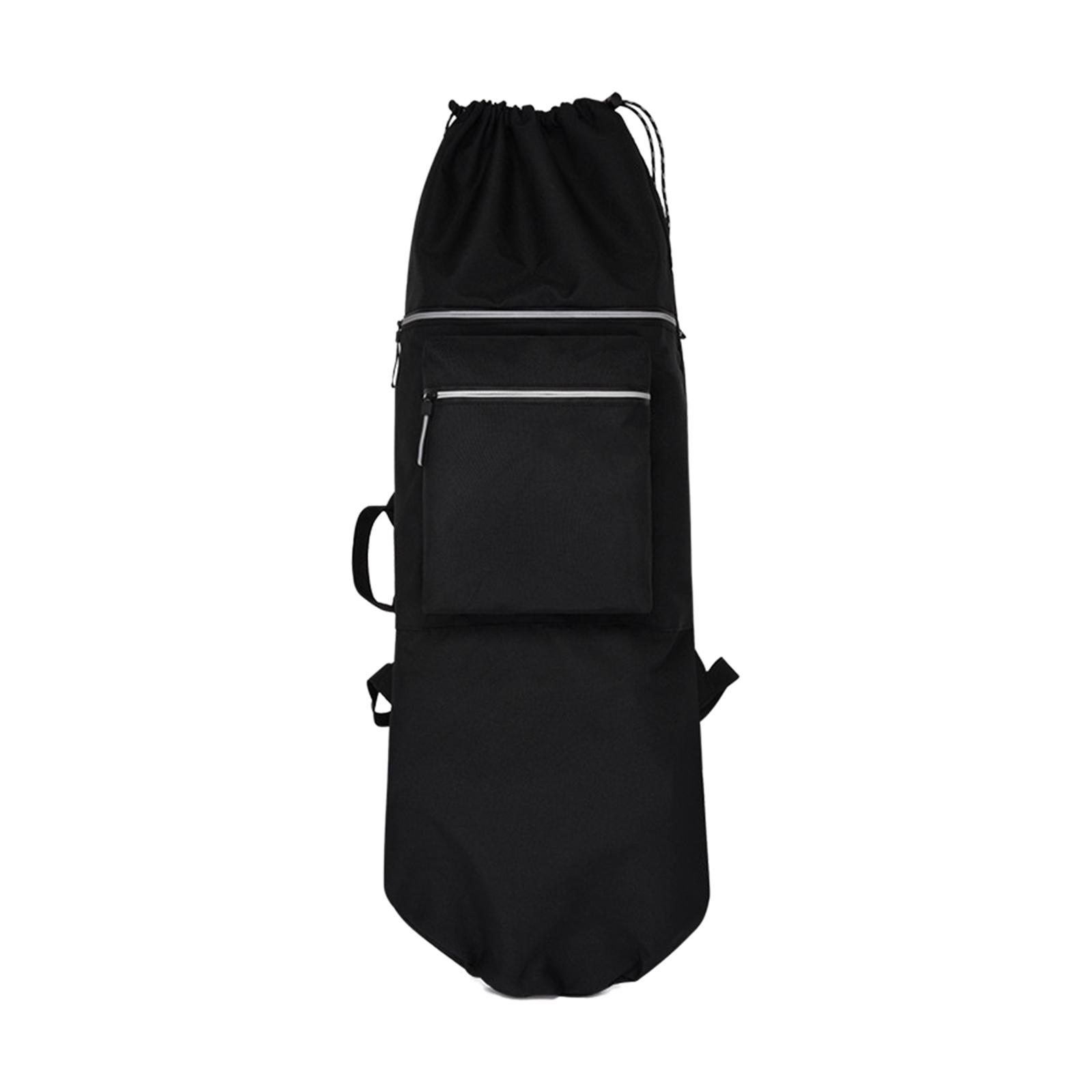 Magideal - Oxford Longboard Carry Case Bolsa Con 2 Bolsillos A Prueba De Agua Con Cordón Bolso Monopatín Mochila Bolsa Para Cubierta Mujeres Hombres Niños , Negro