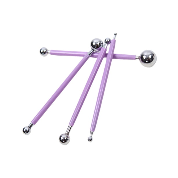 4 herramientas de punteado con bolígrafo, herramienta de doble cabezal para decoración de pasteles, repujado de cerámica, palitos para pintar piedras, violeta