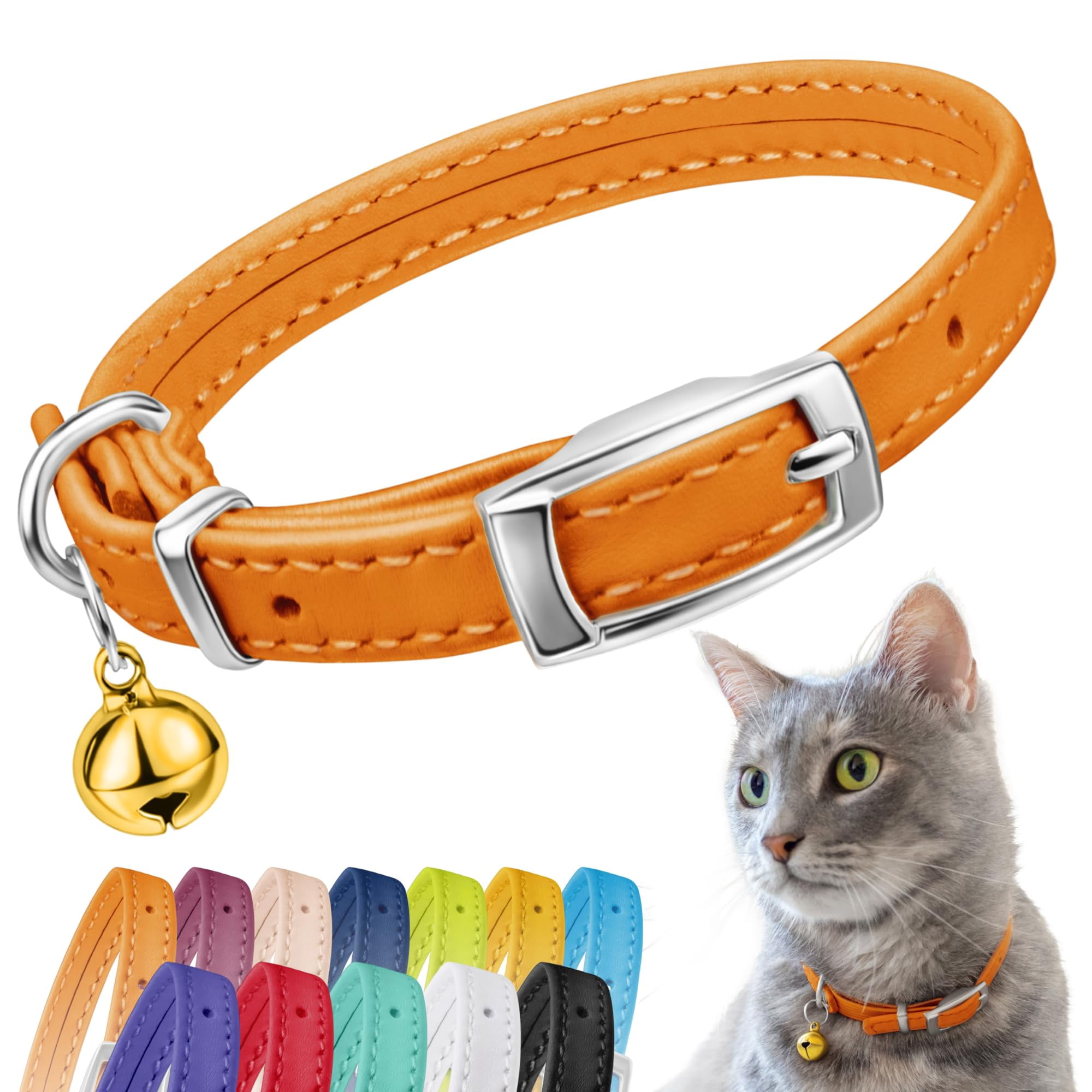 Collar Para Gatos Collardirect Leather Con Cascabel Extraíble Para Gatos
