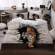 thumbnail image 1 of White Tiger Animal Quilt Duvet Cover Set Bedroom Decor Comforter Cover3-Piece Bedding Set, 1 of 5