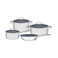 Batería De Cocina Tramontina Una Ceramic De Acero Inoxidable Fondo Triple Con Revestimiento Interno Cerámico Grafito 4 Piezas