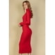 thumbnail image 5 of Vestido Midi Ajustado De Manga Larga Con Cuello Alto Y Canalé, 5 of 5
