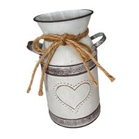 Ioensy - Jarrón De Hierro Compacto Estilo Rústico, Ideal Para Jardín, Bodas O Sala De Estar (Blanco).