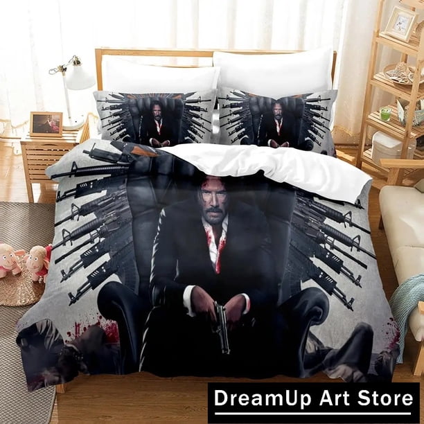 John Wick Bedding Set Quilt Cover Bed Cover with Pillowcase Boys Adult Home Textile