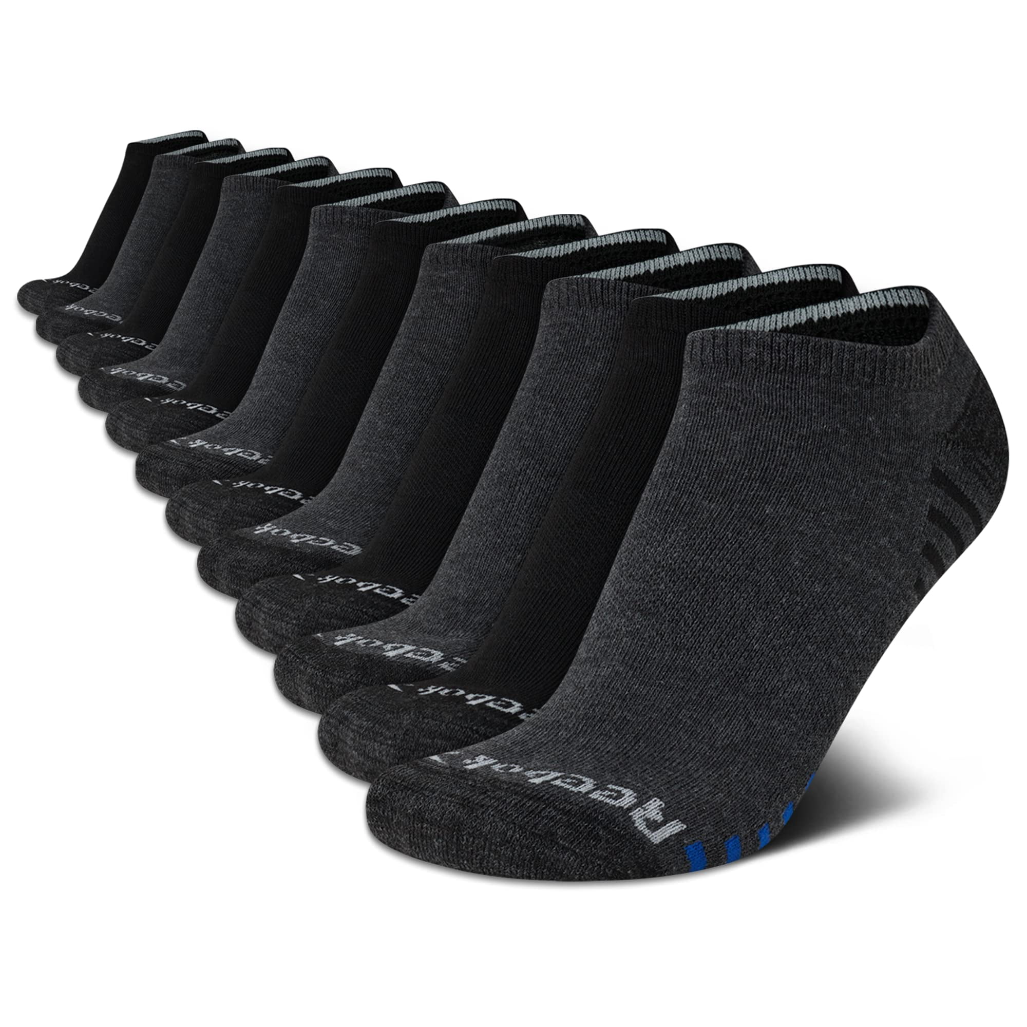 Calcetines Reebok Para Niños, Corte Bajo, 12 Unidades, Elásticos, De Alto Rendimiento, Negros