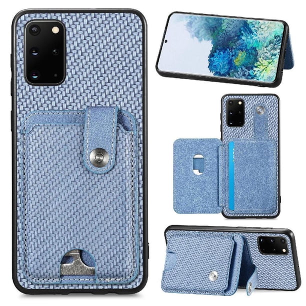 Funda Billetera Tejida para Samsung Galaxy S20 Plus con Soporte y Tarjetero Azul