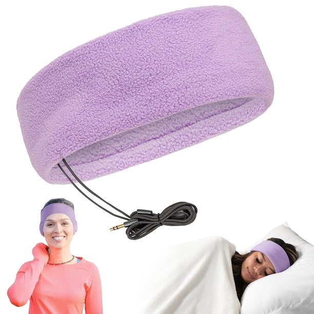 Auriculares para dormir CozyPhones de forro polar con cable para colocar sobre la oreja, color violeta