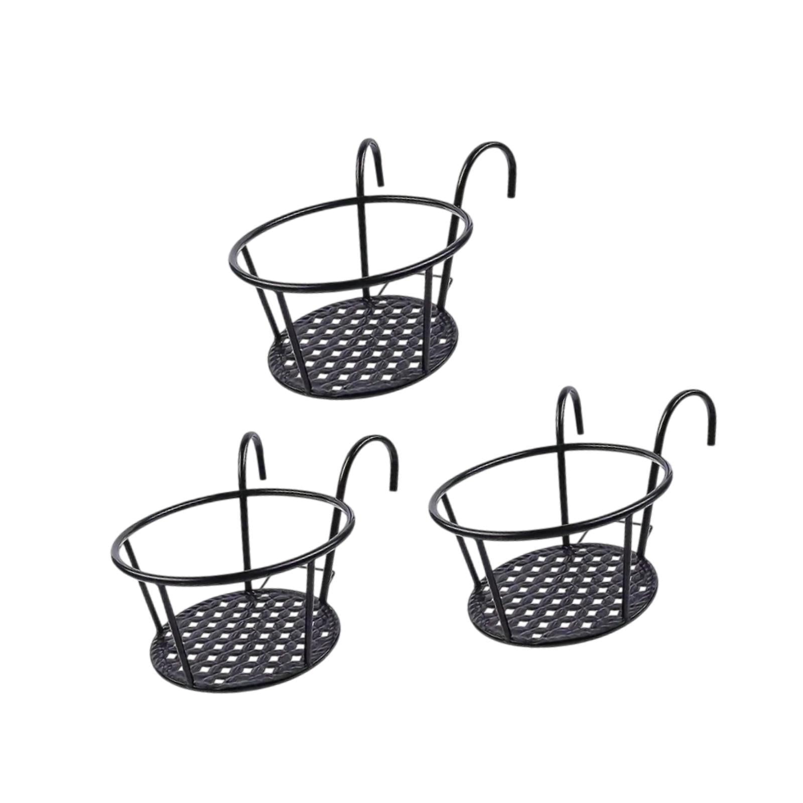 Magideal - Planteros Colgantes De 3 Piezas Contenedor De Cesta De Canasta Multipropósito Multipropósito Redondo Ronda Ronda Plantadora Para Balcón De Oficina De Negro