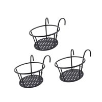 Magideal - Planteros Colgantes De 3 Piezas Contenedor De Cesta De Canasta Multipropósito Multipropósito Redondo Ronda Ronda Plantadora Para Balcón De Oficina De Negro