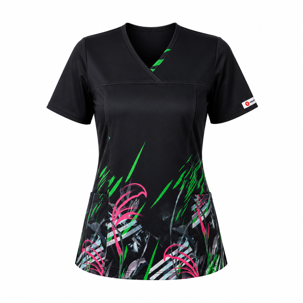 Delantal Mujer tela elasticada estampada. Combina con Negro - Art. 2444