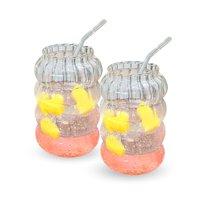 Santú Home & Deco - Set 2 Vasos Relieve Con Bombilla 800Ml