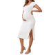 thumbnail image 4 of INSPIRE CHIC Vestidos de Maternidad con Abertura para Mujeres, Ajustados, Fruncidos, de Punto Acanalado para Sesión de Fotos, Talla Pequeña, Blanco, 4 of 6