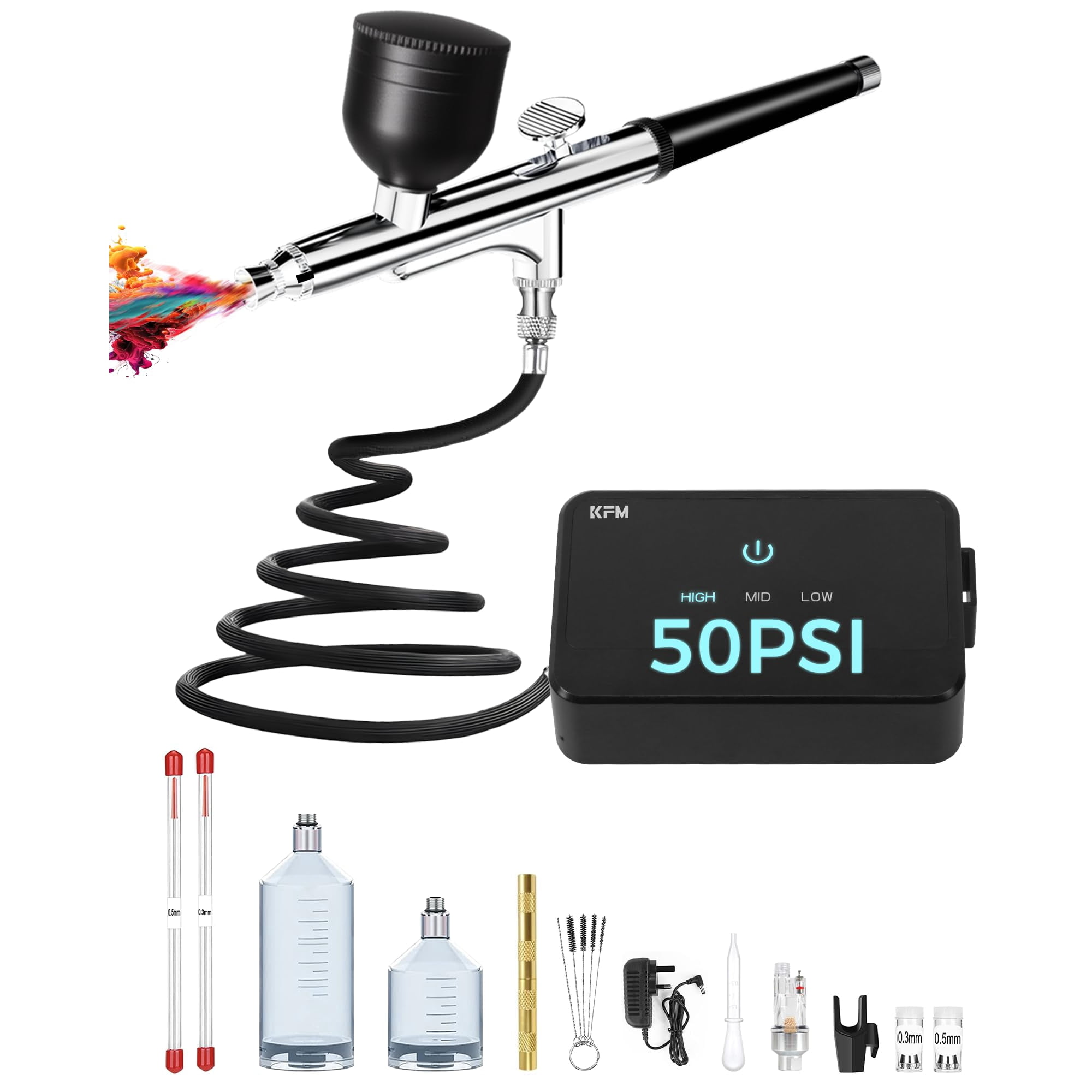 Kit De Aerógrafo Kfm Con Compresor De Aire De Alta Presión De 50 Psi