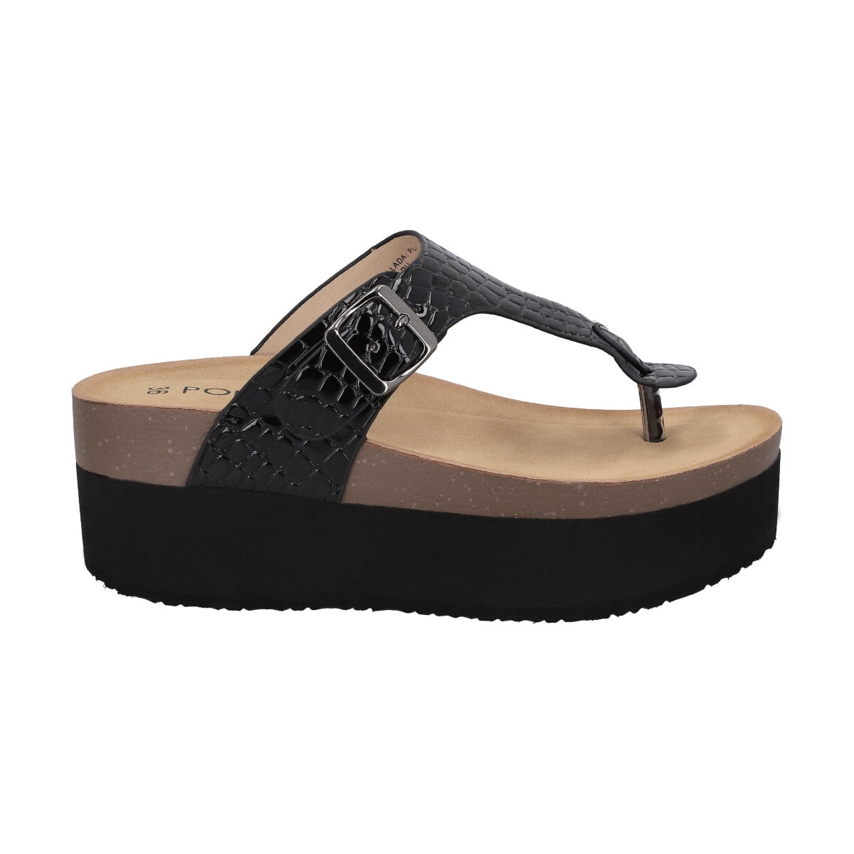 Sandalia Mujer Negro Plataforma Blake Police