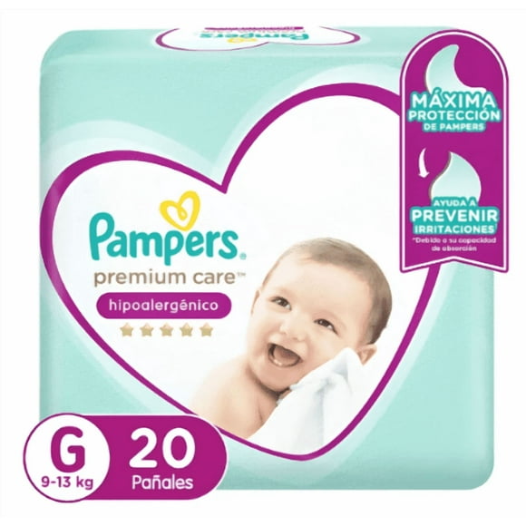 Pack x4 Pañales Pampers Premium Care G 80 pañales