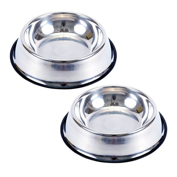 Cuencos de acero inoxidable para perros, antideslizantes, apilables, para comida y agua (paquete de 2)