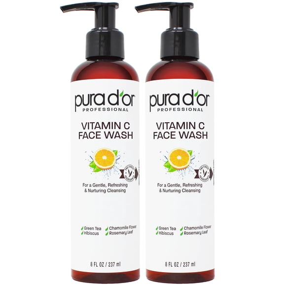 Jabón facial PURA D'OR con vitamina C antioxidante 480 ml (2 x 240 ml)