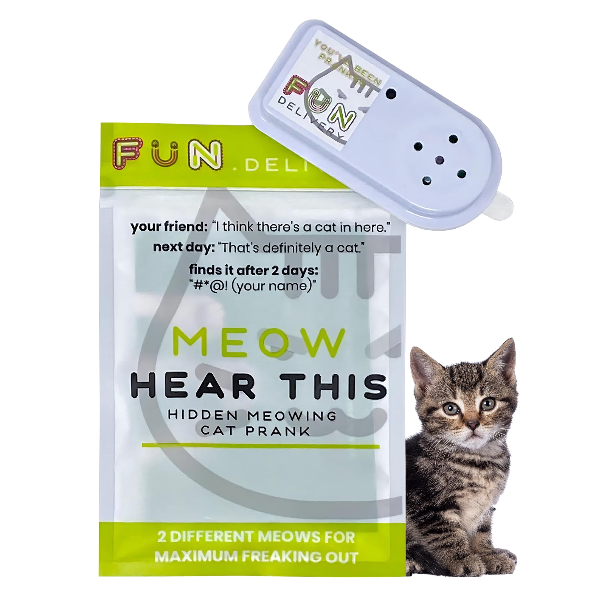 Fun Delivery - Dispositivo De Broma, Entrega Divertida, Miau, Escucha Este Gato, Sonido, Broma