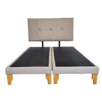 Diseños Valestrini - Cama Europea Dos Plazas Lino Beige