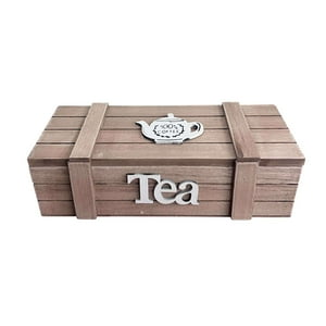 Oem - Caja De Té Mediana De Madera 3 Espacios Corazon Colgante 3