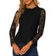 thumbnail image 1 of INSPIRE CHIC Blusa de Encaje para Mujer de Manga Larga con Cuello Volante y Dobladillo Peplum Floral Elegante XL Negro, 1 of 8