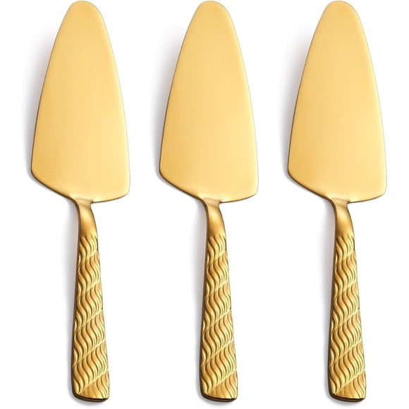 Juego de 3 servidores de torta Fullyware de 9,4 pulgadas de acero 430 dorado