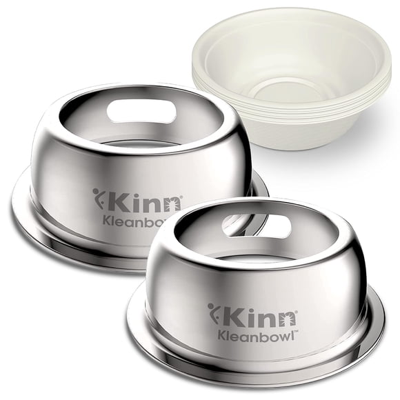 Juego de 2 Comederos para Mascotas Kinn Kleanbowl con Marco de Acero Inoxidable 946 ml